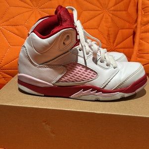 Size 1 Jordan white, pink and red. Like new only worn a few times.